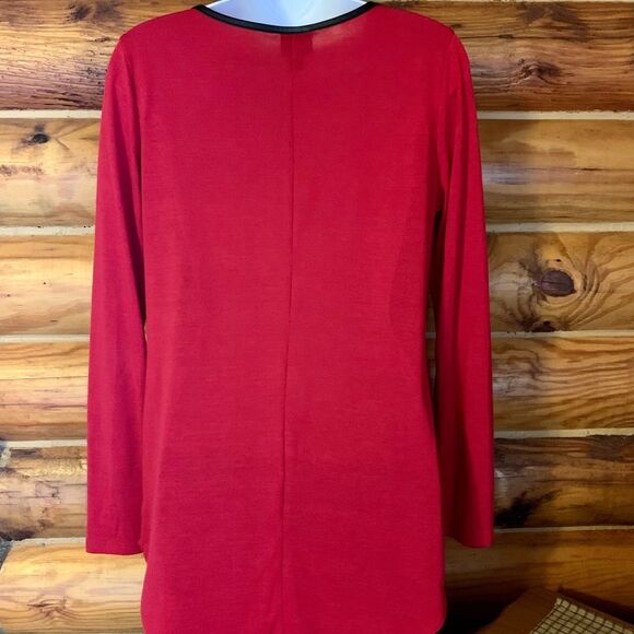 Worthington Red Tunic Sweater with Velvet Lace Detail Size Small - Picture 5 of 5